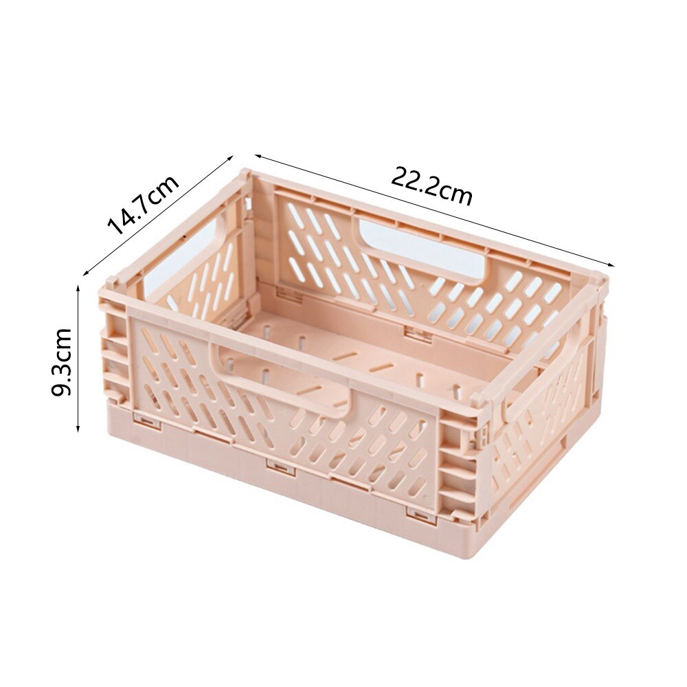 Cestas organizadoras de almacenamiento de 5 colores, estuche plegable de escritorio para estudiantes, cinta de papelería de plástico, contenedor plegable, caja de almacenamiento: Pink