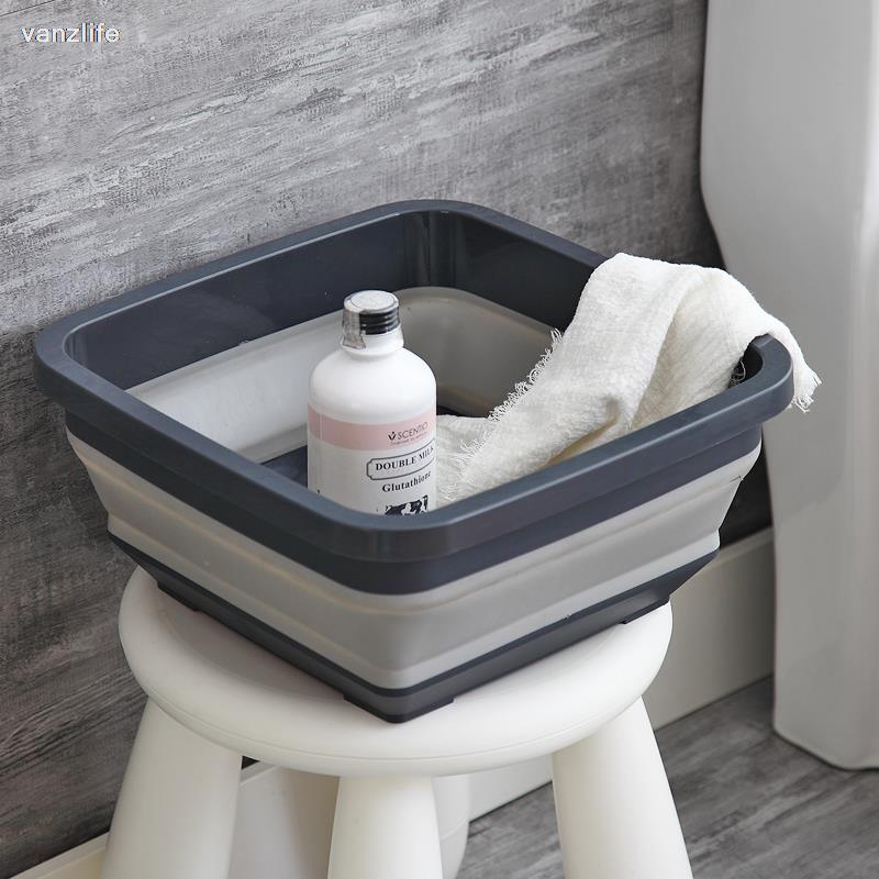vanzlife Kitchen plastic washing basket household collapsible laundry basin wash basin sink folding telescopic wash fruit basket