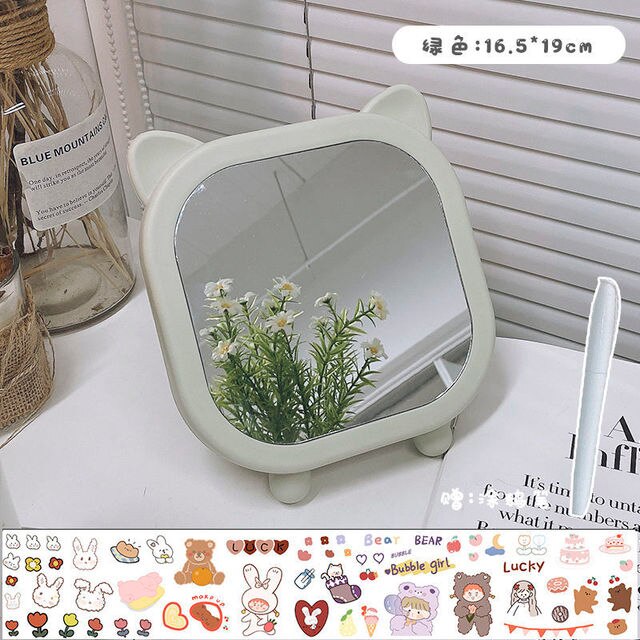 Ins-Espejo de maquillaje con forma de oso para chica, accesorio decorativo para dormitorio de estudiantes, escritorio, princesa: 03