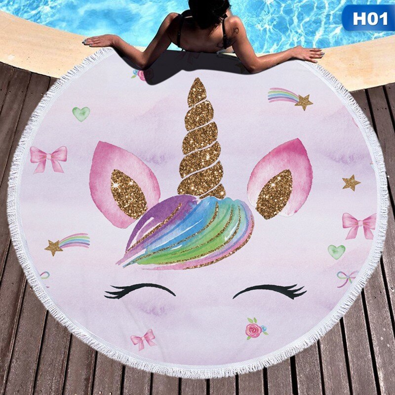 Eenhoorn Bohemian Mandala Strand Tapestry Hippie Sunshine Gooi Handdoek Deken Microfiber Zomer Boutique Ronde Strand Handdoeken