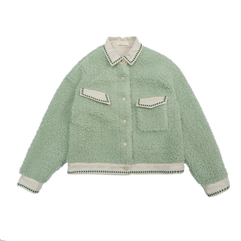 Stil bebis flickor kläder söt fleece päls jacka höst vinter varm kappa grön blå ytterkläder barn kläder 4-13y: Grön / 9