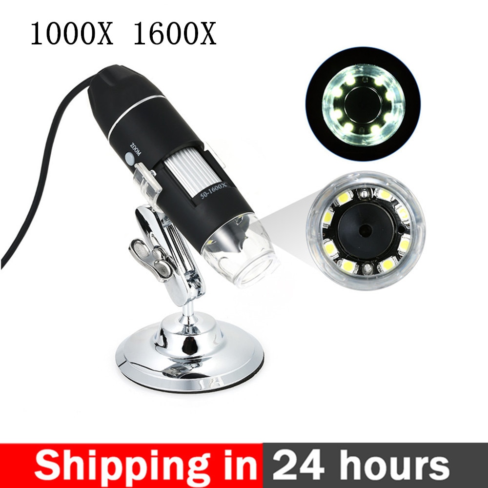Microscopio Digital USB KKMOON, cámara endoscópica con aumento de 1000X 1600x8 LED y soporte metálico, Microscopio Digital