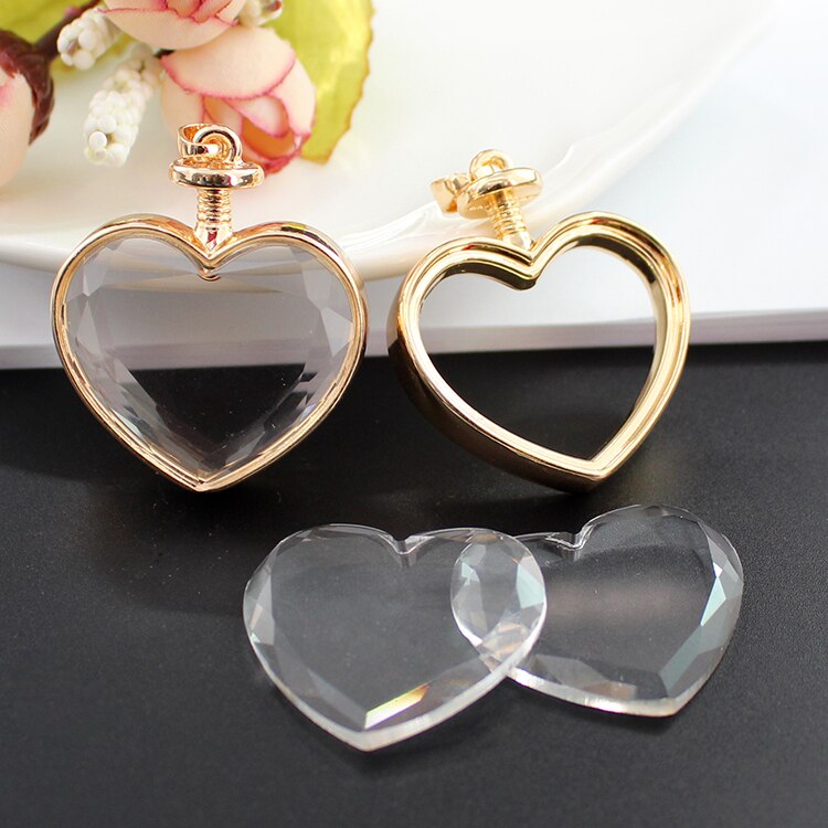 2PCS Medaillon Basis Einstellung Fit Mit 25mm Glas Cabochon Anhänger Diy Schmuck Finden Medaillon Halskette Anhänger: Heart Gold