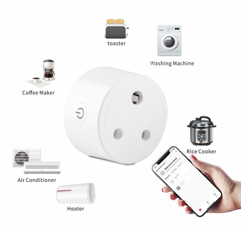 Indian Standard Mini Wireless Wall Timer Electrical Smart Socket 250V 16A Remote Control Wifi Smart Plug Alexa