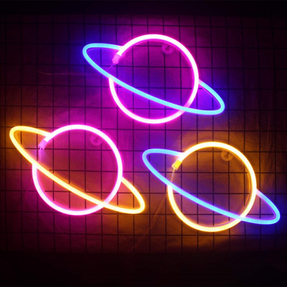 Diy nattlampor led neonskylt nattlampa usb batteridrivna lampor planet neon lampa barn
