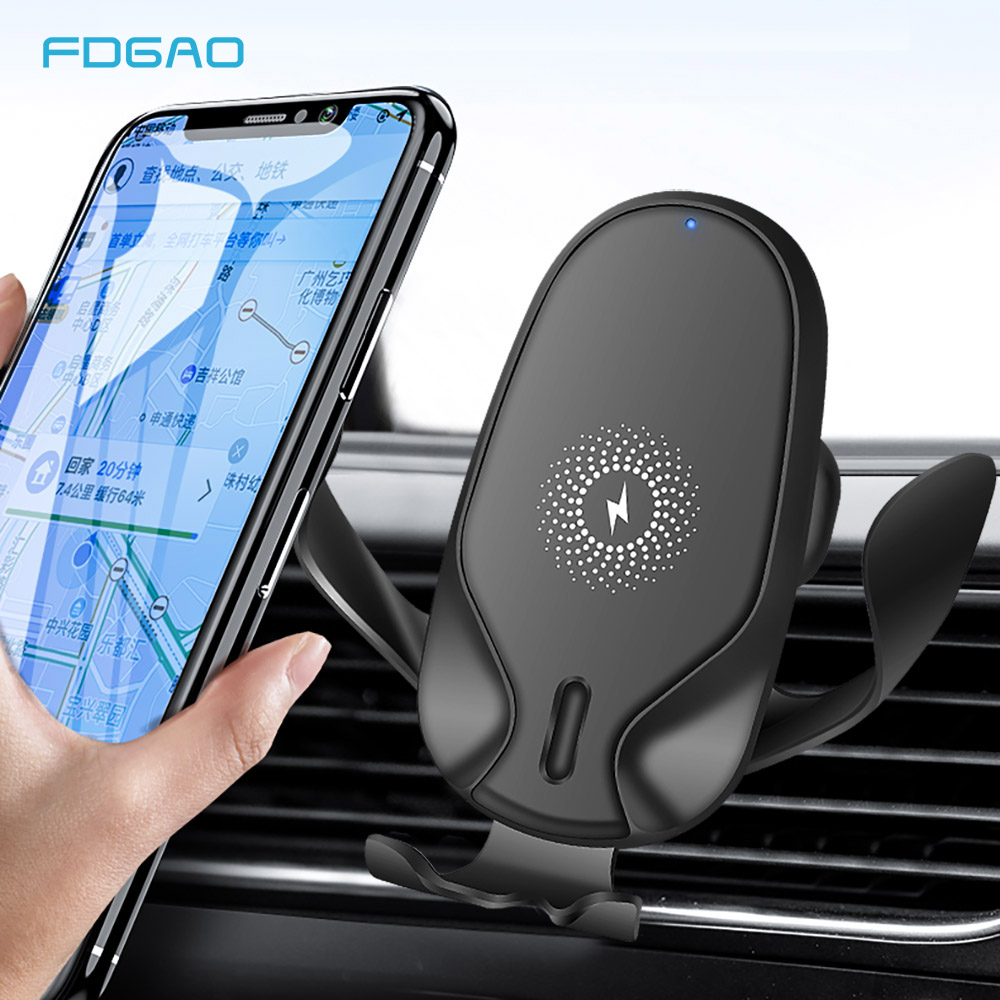 FDGAO Qi Wireless Car Charger Gravity Stand For iPhone 11 Pro X XS MAX XR 8 for Samsung S10 S9 Note 9 10W Fast Charging Holder