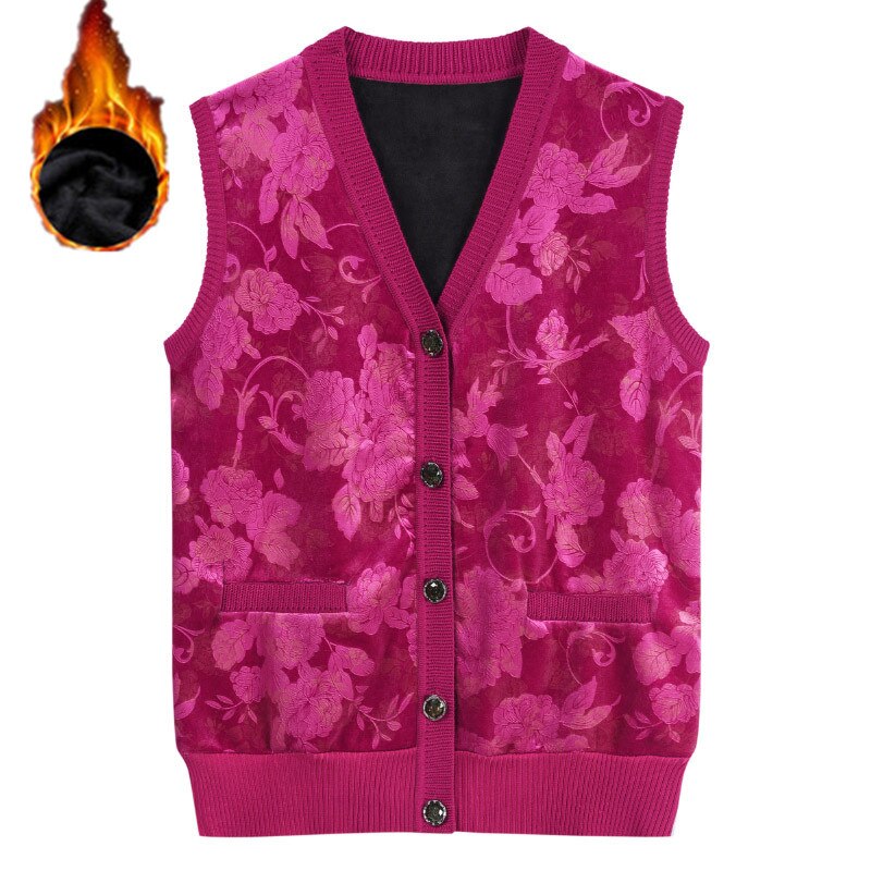 Gebreide trui vest middelbare leeftijd en oudere vrouwen #39 ;s vest herfst winter enkelrijs mouwloos truien jas  k819