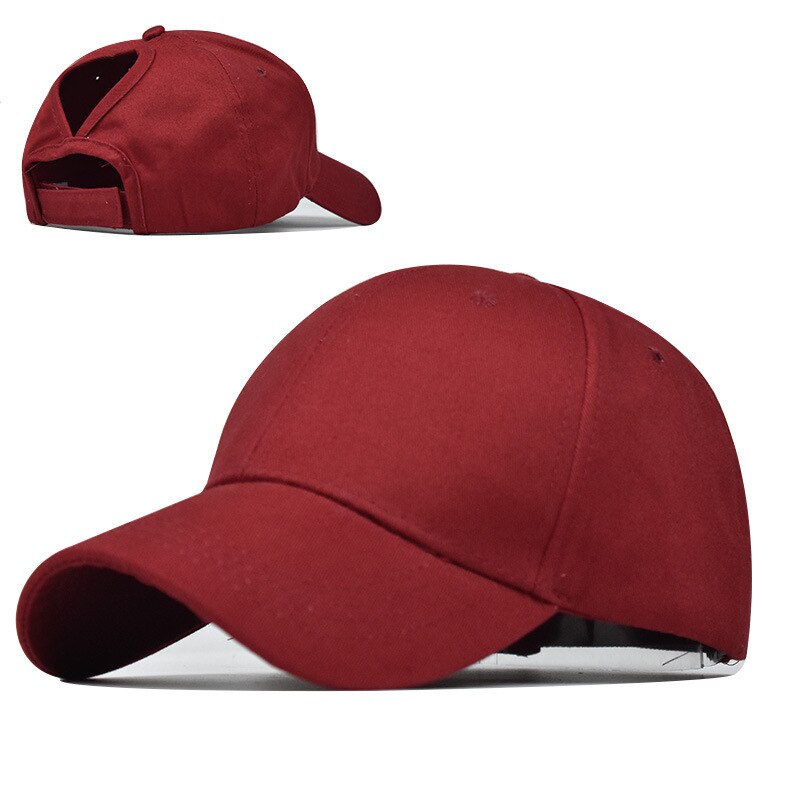 Semplice Coda di Cavallo Berretto Da Tennis Delle Donne Della Ragazza Solido Regolabile di Snapback di comfort del Cotone Cappelli Estivi Casual Protezioni di Sport di Trasporto di Goccia: wine