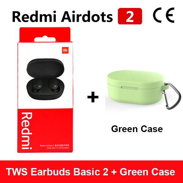 Oryginalny Xiaomi Redmi Airdots 2 TWS słuchawki bezprzewodowe bluetooth 5.0 słuchawki Stereo redukcja szumów Mic sterowanie głosem Air2 SE: Redmi 2  Green
