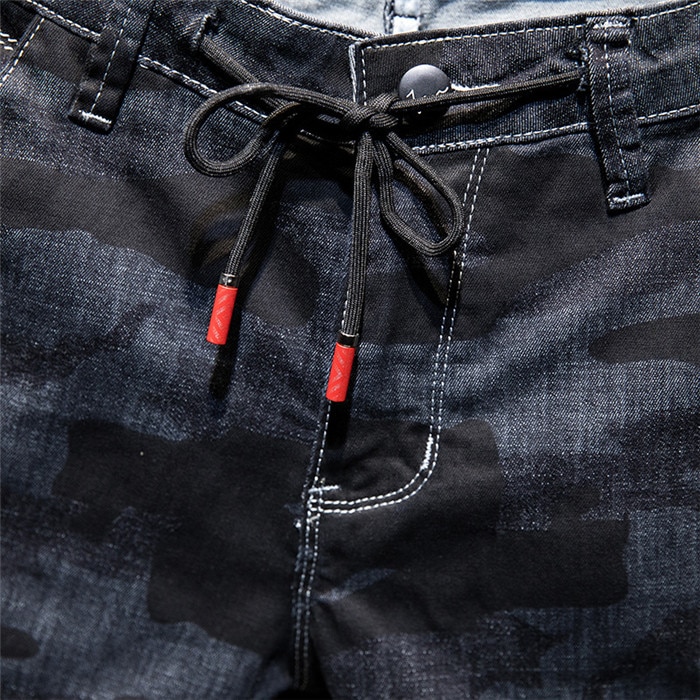 Sommer denimshorts til mænd #39 slim fit mikroelastisk bomuld sort vask ripped jeans tøj af mænds mærke ,x3176