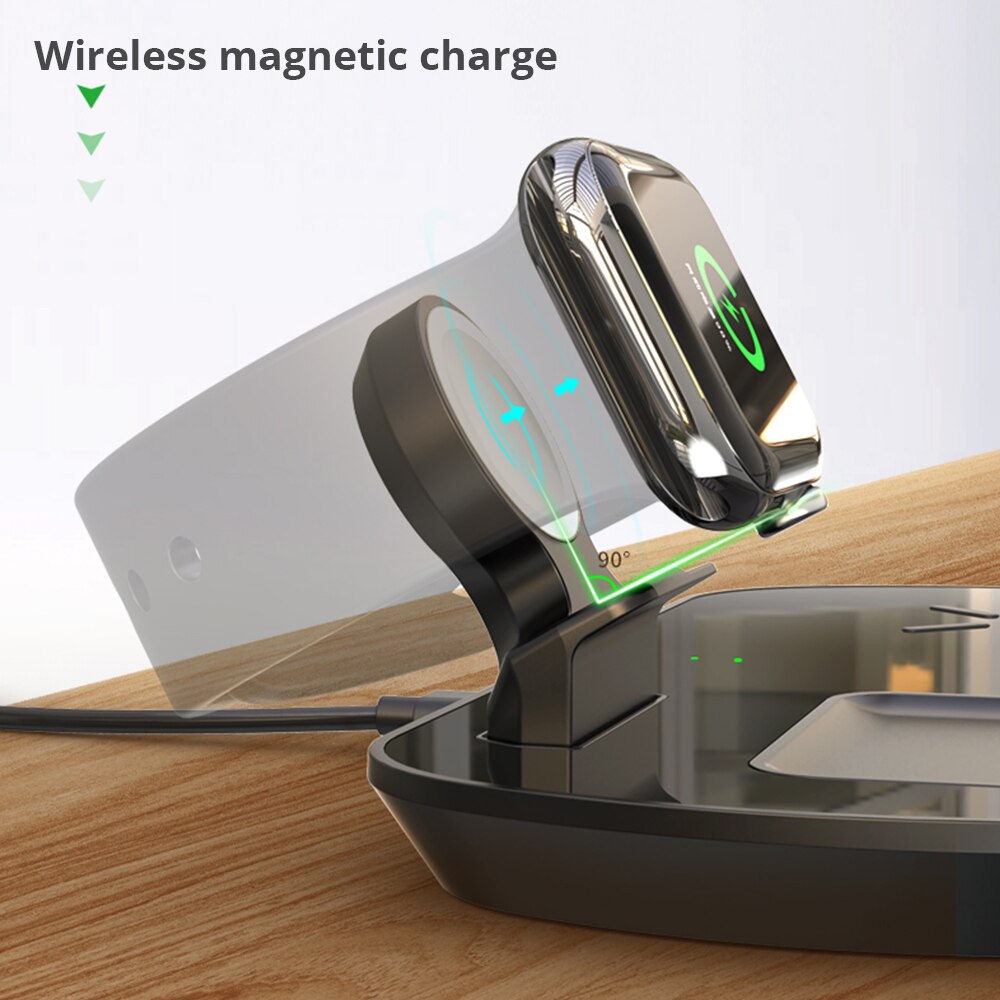 Bonola 3 in 1 wireless charger pad for iPhone 8/11/ apple watch/airpods pro 2 Magnetic wireless charger dock for iWatch 5/4/3/2