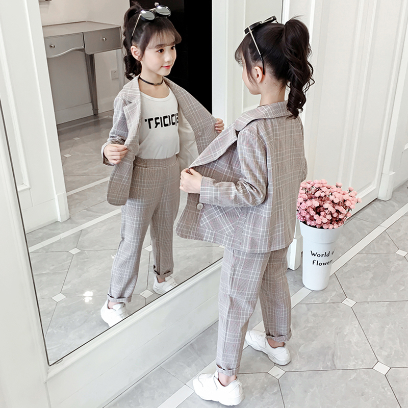 Girls Plaid Suit Set Kids Toddlers Spring Summer C... – Grandado