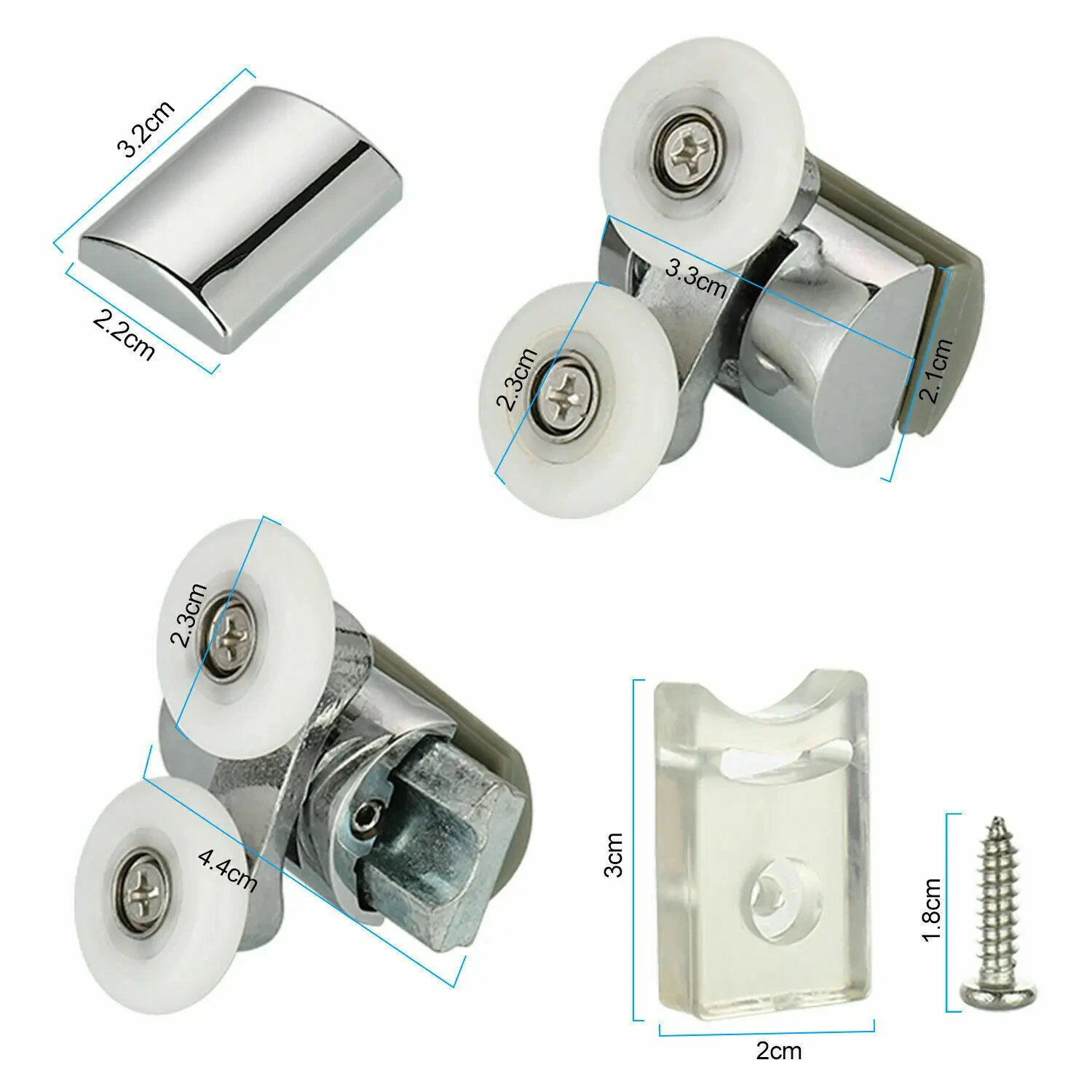 4 Stuks Douchescherm Deurrollen Zink Legering Lopers Wielen Twin Top Vervanging Douchedeur Rollers Wielloper Katrollen