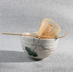 3Pcs Sets Theeceremonie Matcha Keramische Thee Kom Bamboe Thee Scoop Matcha Garde Japanse Theewaar Thee Tool 4 Stijl matcha Kom Set: Lotus set