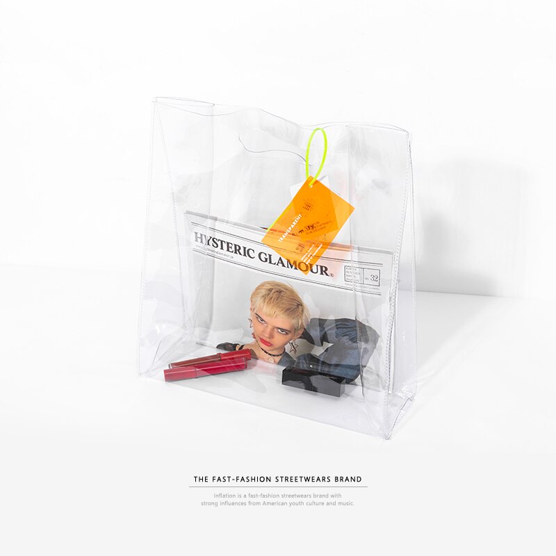 INFLATION Clear PVC Tote Large Transparent Plastic Beach Bags Summer Travel Bag Shopping Bag 177AI2018: Default Title