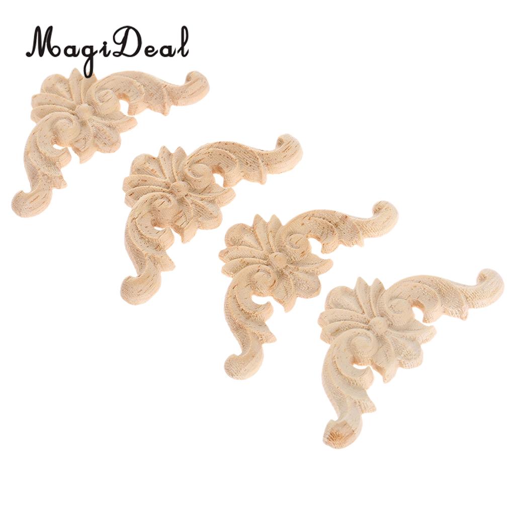 3D Hout Gesneden Hoek Onlay Meubilair Home Decoratie Kozijn Spiegel Frame Wood Craft Unpainted Applique