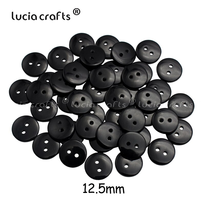 100pcs 9mm/10mm/12.5mm Zwart 2 Gaten Hars Flatblack Plastic Knoppen DIY Scrapbooking Craft kledingstuk Naaien Accessoires 4010152