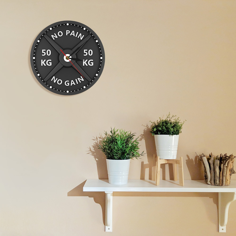 Reloj de pared de gimnasio para musculación, mancuernas 3D de moderno, sin dolor, sin ganancia, 50kg,