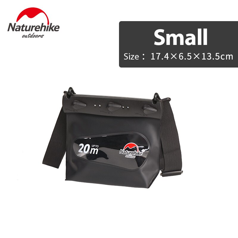 Naturehike Outdoor Zwemmen Tas Voor Telefoon Camera Duiken Afdichting Waterdichte Tas Dry Sack Drifting Schoudertas Voor Vrouwen Mannen S M L: Black S