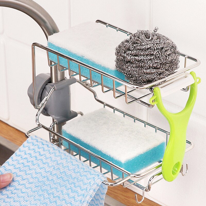 Stainless Steel Kitchen Sink Organizer Faucet Storage Rack Drain Basket Home Organization and Storage Kitchen Accessories