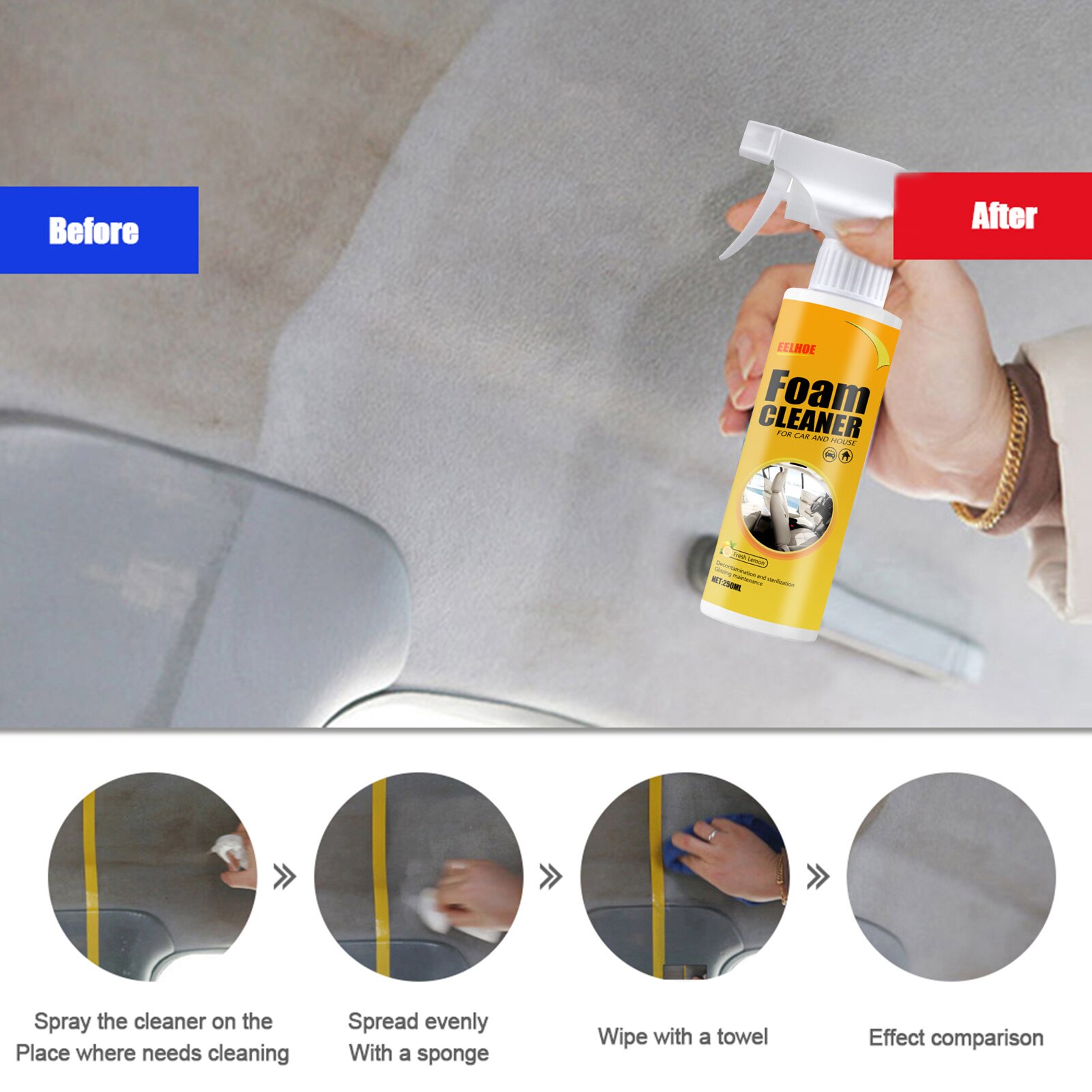 Limpiador de espuma para Interior de asiento de coche, productos automotrices, limpiador de cuero duradero, nuevos accesorios