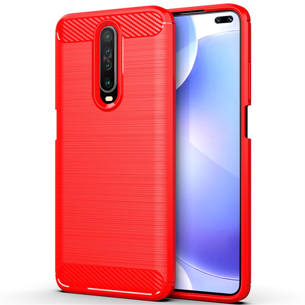 Voor Xiaomi Redmi K30 Case Carbon Fiber Cover Shockproof Phone Case Voor Redmi K 30 K30 Pro Cover Flex Bumper duurzaam Shell: Rood