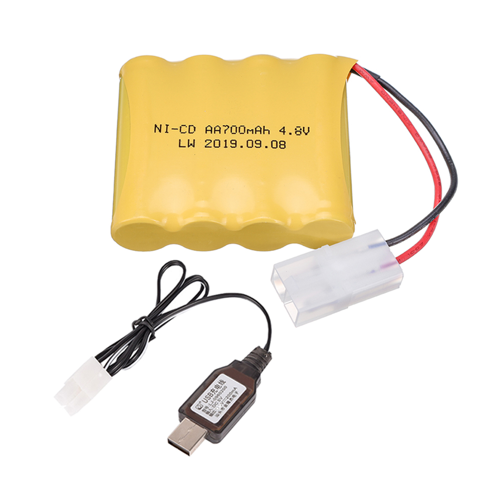 Batería recargable para juguetes eléctricos de control remoto, cargador de 4,8 V, 4,8 mAh, AA, para coche, camión, tanque, barco, enchufe TAMIYA, NI-CD, 700 V: Verde