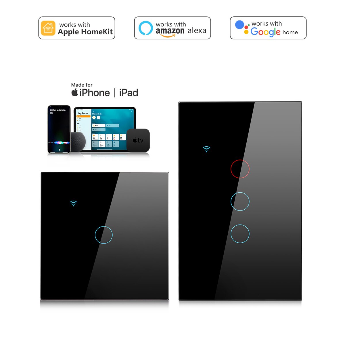 [Mfi Gecertificeerd] Smart Switch Wifi Touch Muur Lichtschakelaar App Controle Neutrale Draad Vereist Voor Apple Homekit Alexa google Thuis