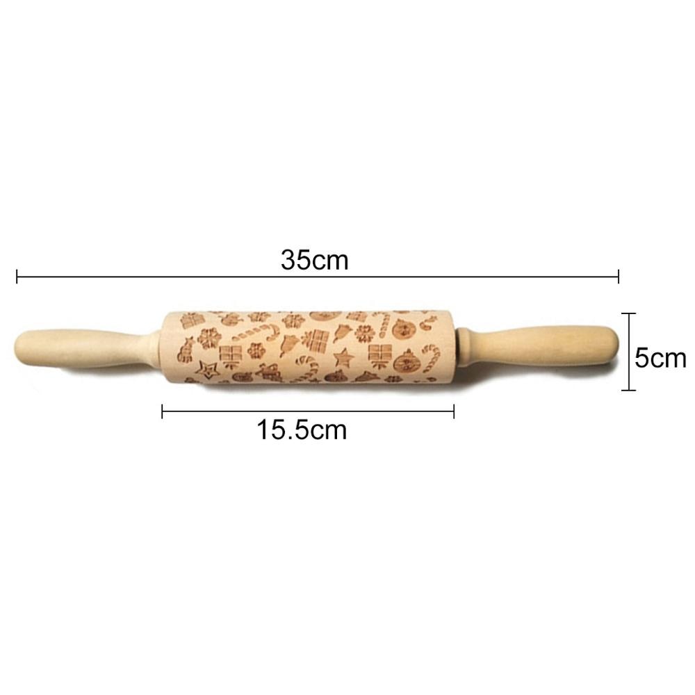 Valentine's Day DIY Christmas Embossing Rolling Pin Various pattern Baking Cookies Biscuit Fondant Cake Dough Engraved Roller: D