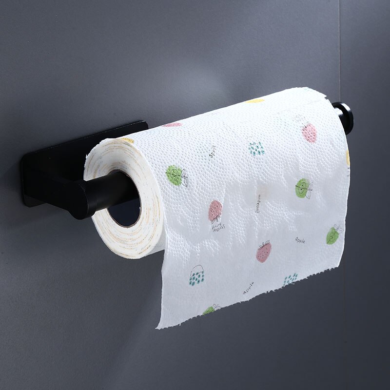 toilet paper holders black Wall mounted screw free installation Bathroom paper roll stand dispenser kitchen tissue roll holder