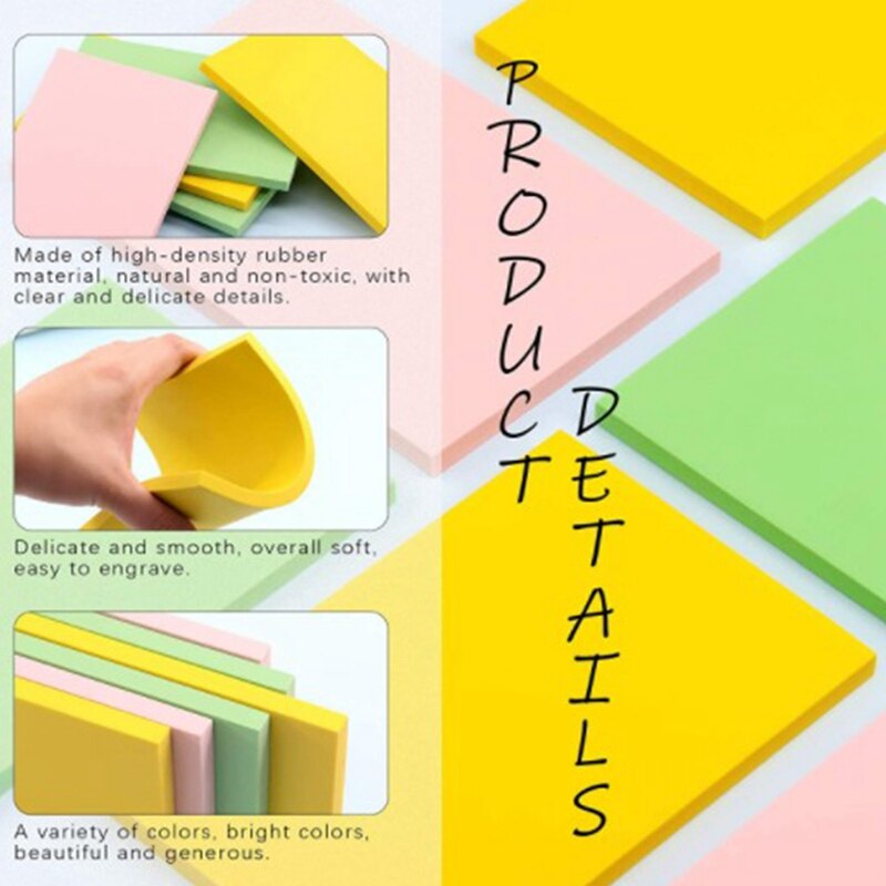 12Pcs Soft Rubber Carving Blocks Kit, Comes for Ink Paint Block Stamping, Printmaking Wallpaper and Arts & Crafts