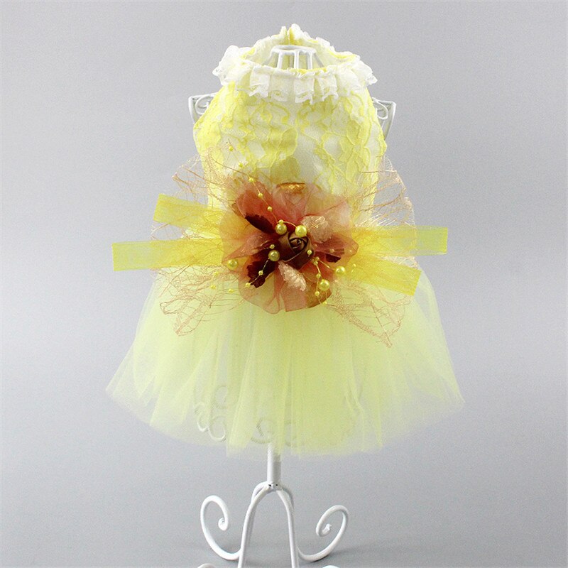 Doux chien robe de mariée jupe été robes pour animaux de compagnie pour petits chiens chiot chat vêtements Chihuahua Shih Tzu vêtements ubranka dla psa: Yellow / XL