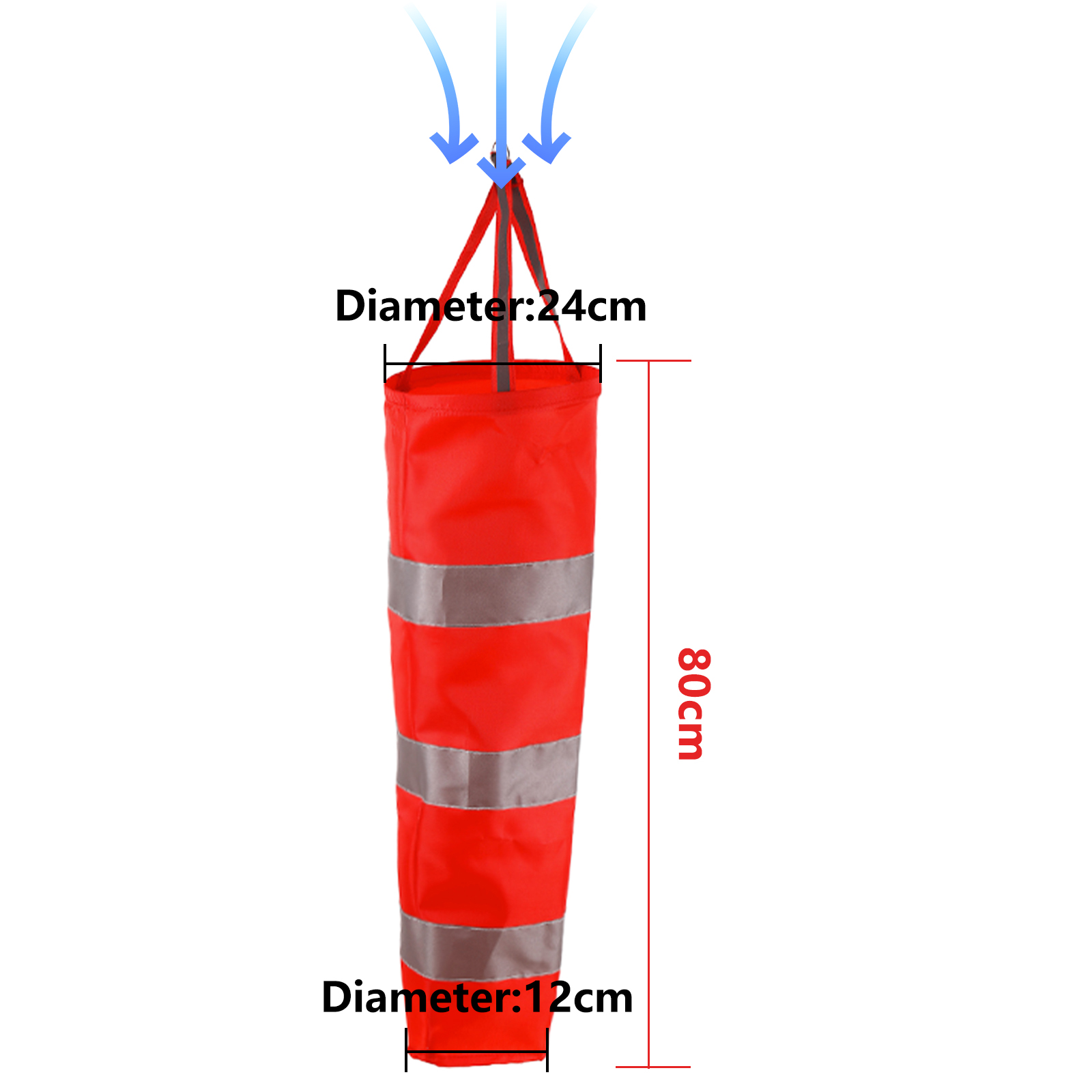 Manga de viento de 60/80/100cm para medición de dirección del viento al aire libre, cinturón reflectante, veleta resistente al ras para aeropuerto, aviación, jardín, granja: Multicolor