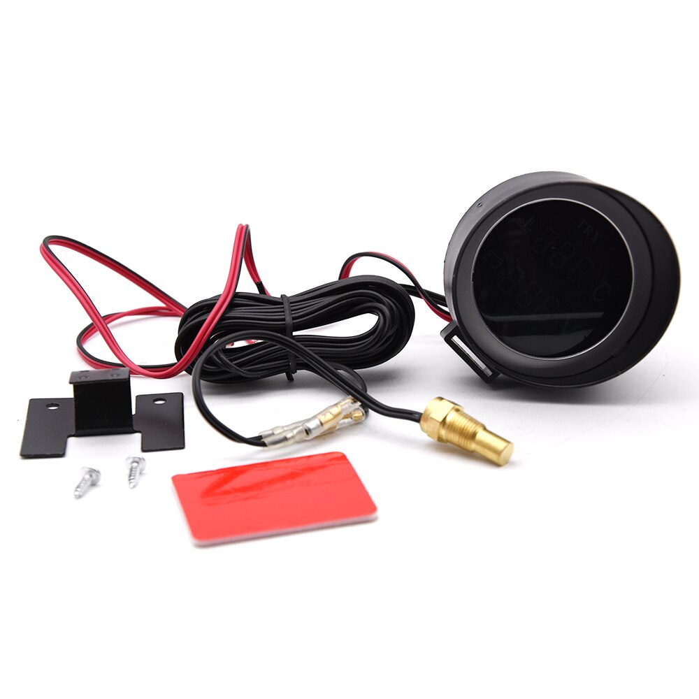Round LCD Car Gauge 2 In 1 Water Temp Gauge with Water Temperature Sensor Voltage Digital Car Truck Voltmeter Volts meter 12V
