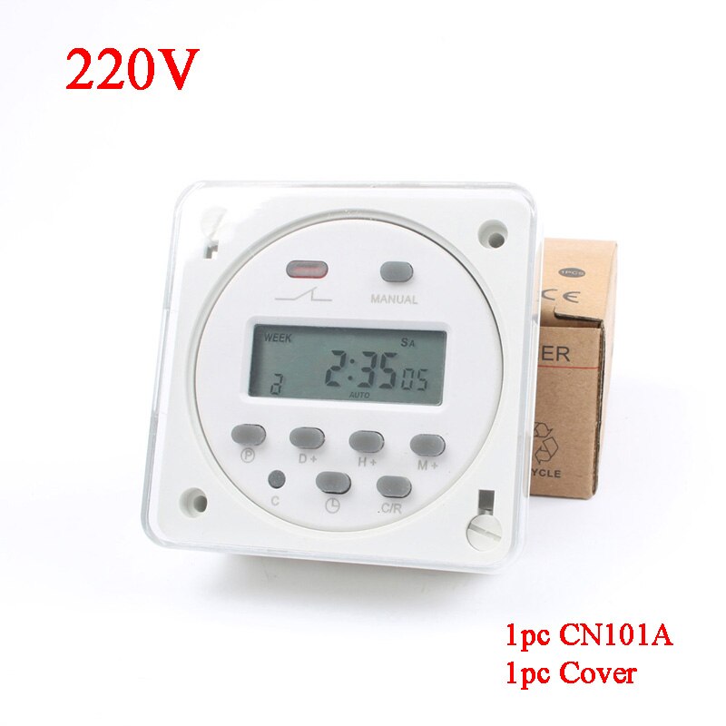 CN101A AC 220V 230V 240V 8A TO 16A Time Switch Relay TIMER 10A CN101 Digital LCD Power weekly Programmable with protective cover: 220V