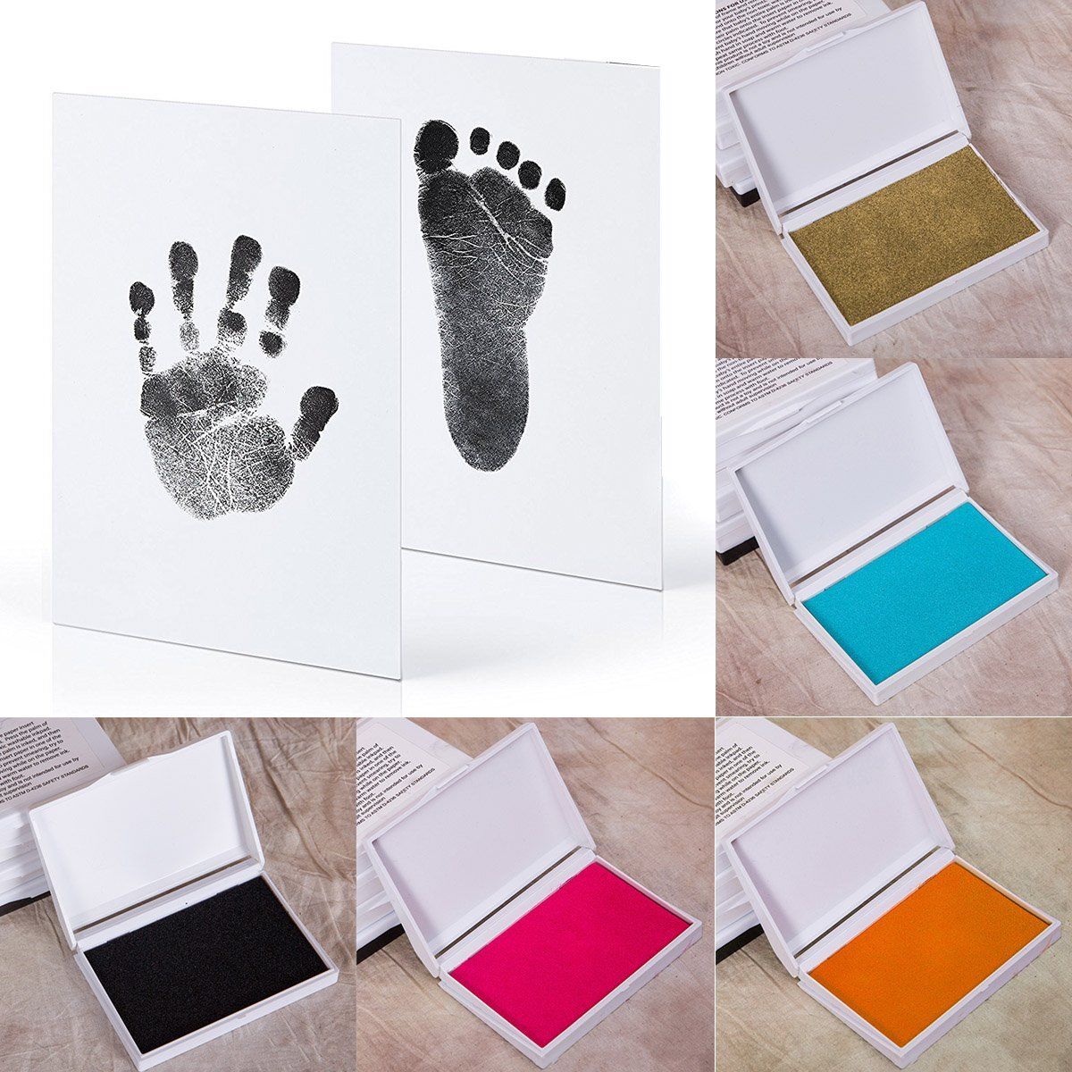 Baby Ink Pads Kit Non-toxic Handprint Footprint Mess Free Stamp Pads for Babies