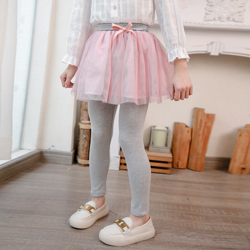 Falda tipo culotte para niños, Leggings infantiles de colores contrastantes