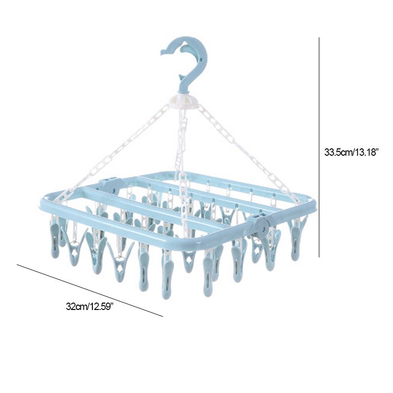Colgador de ropa de lavandería cuadrado a prueba de viento, calcetines de plástico, guantes, perchero colgante para ropa interior, tendedero 32, perchas de secado al aire libre