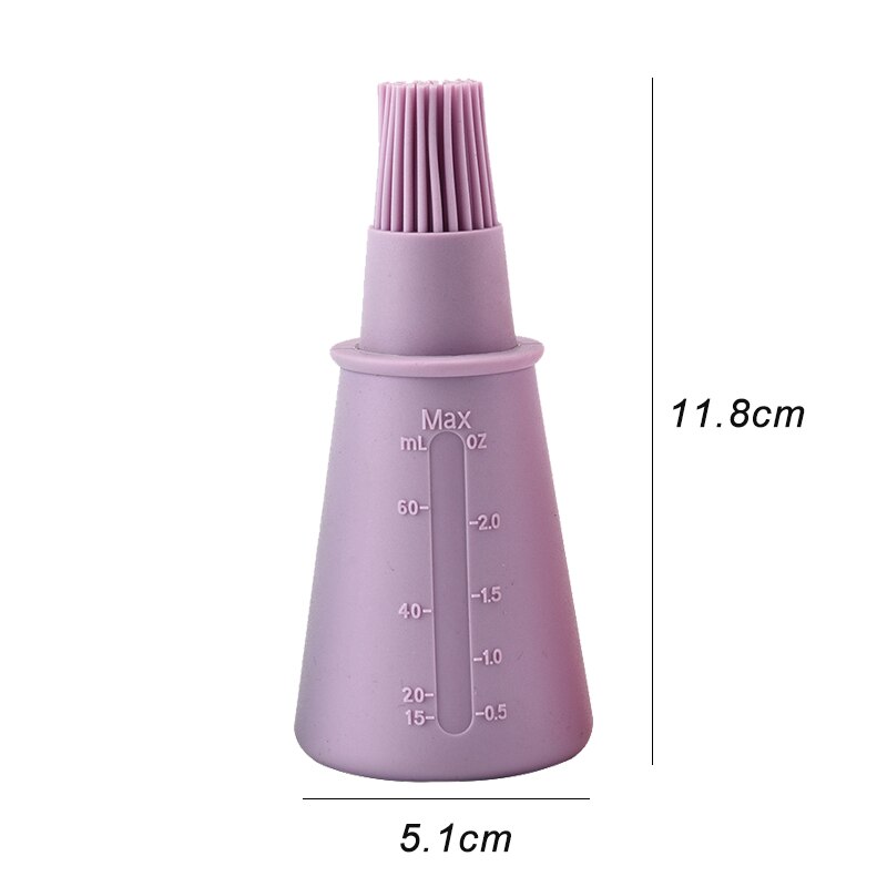 Silicone Oil Bottle Barbecue Brush With Cap Oil Brush With Scale Bread Cake Butter Bread Pastry Brush BBQ Accessories Grill Tool: 11.8 x 5.1 CM Purple