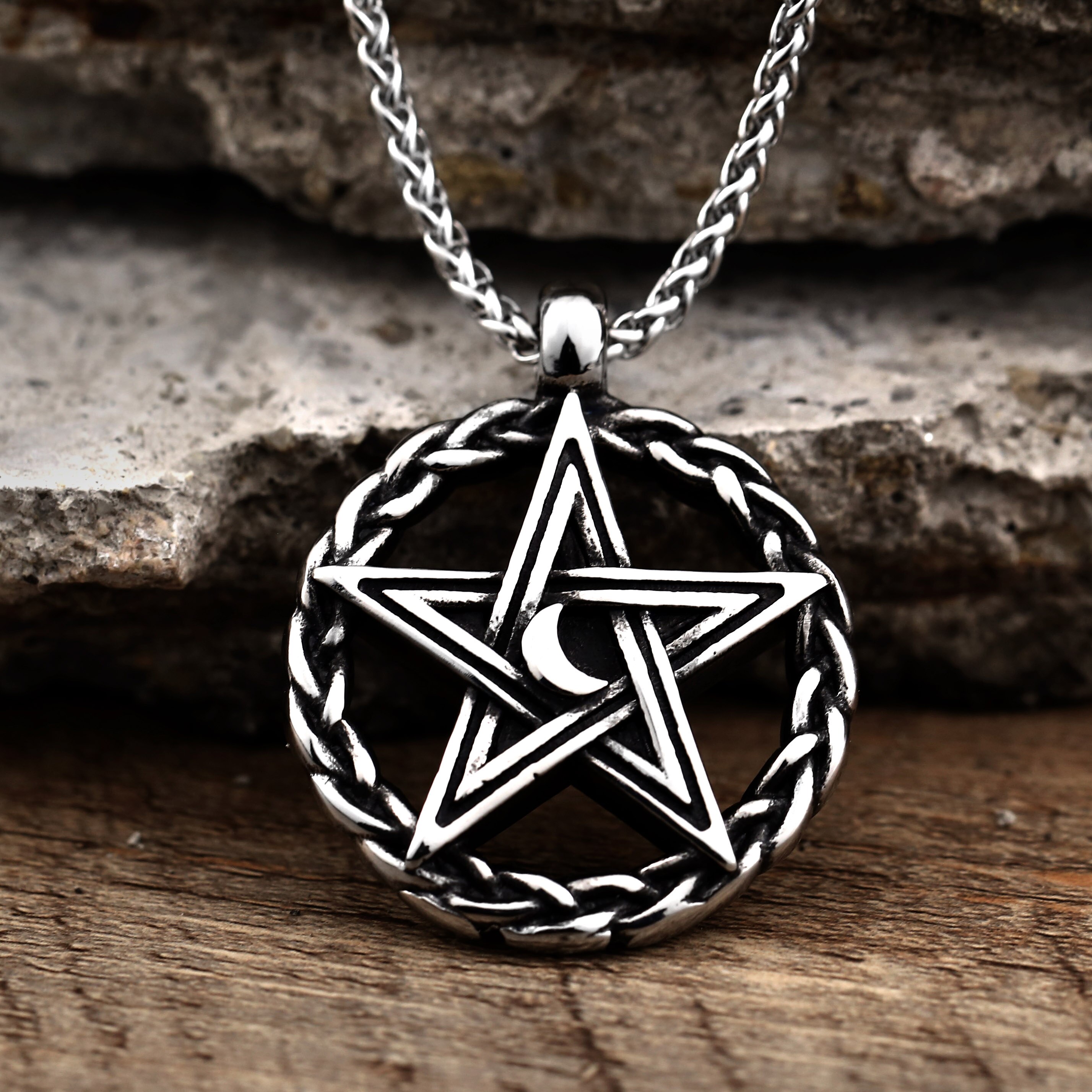 Rvs Moon Star Pentagram Hexagon Hangers Hanger Kettingen Vrouwen Man Met Bedels Pentagram David Van Ster Sieraden