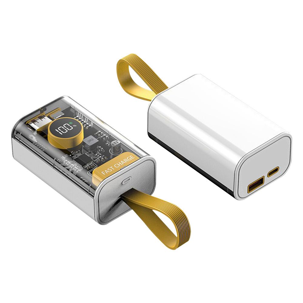 DIY Powerbank Case - Transparant - PD 22.5W Snelladen - Polymeer Batterij Opslag: Wit