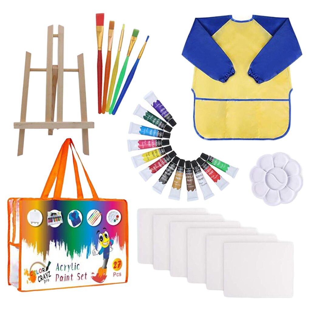 Early Learning Kids Paint Set, 27 Pieces Sponge Paint Brushes Palette Tools