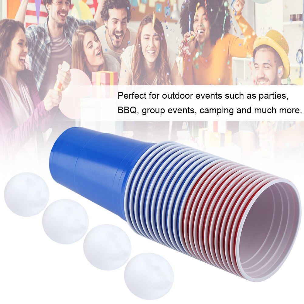 450ml Beer Pong Set Beer Pong Drinking Game Set Beer Pong Cups 11 Red Cups+11 Blue/Black Cups+4 Balls​​ For Outdoor Parties Game