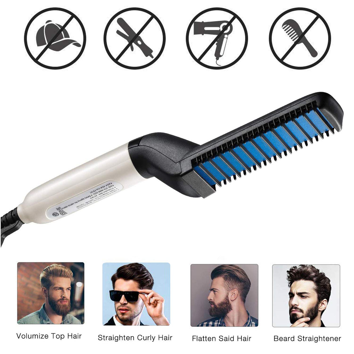 Multifunctional Electric Heat Beard Straightening Comb Beard Straightener Hair Curler Comb Brush Beard Styling Tools