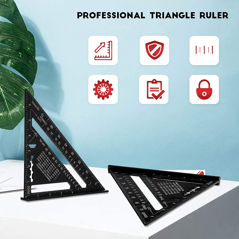 7 Inch Speed Square Layout Tool Aluminum Alloy Triple-Cornered Ruler Precise Measuring Tool For Woodworking Engineer