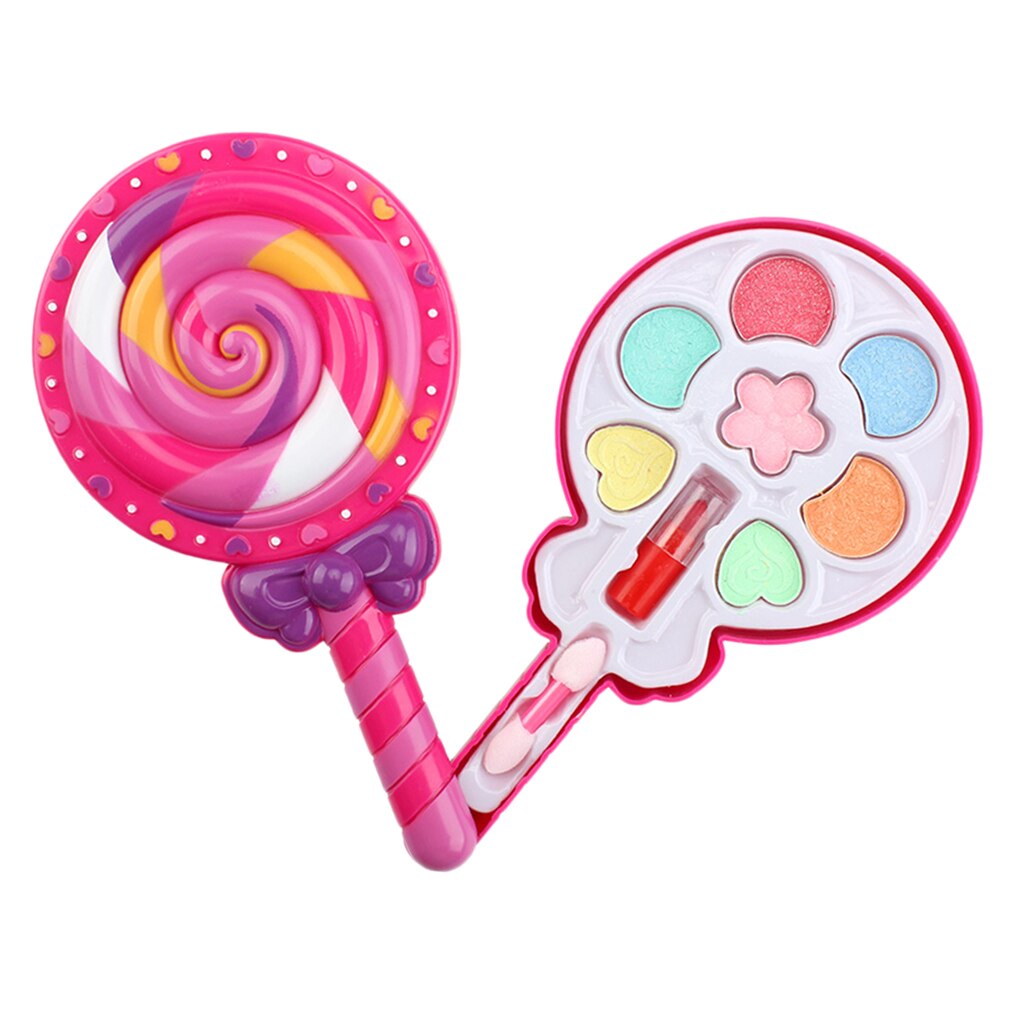 Cute Lollipop Makeup Kit Cosmetic for Girls Pretend Play Toy Salon Playset Make Up Set Games for Girls Kids Role Play Toy