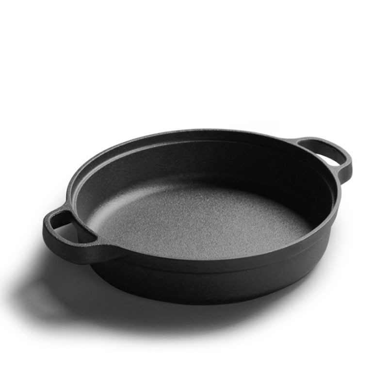 28 Cm Gietijzeren Koekenpan Met Houten Cover Pannenkoek Pan Ongecoat Pan Koekenpan Inductie Fornuis Universele Kookgerei