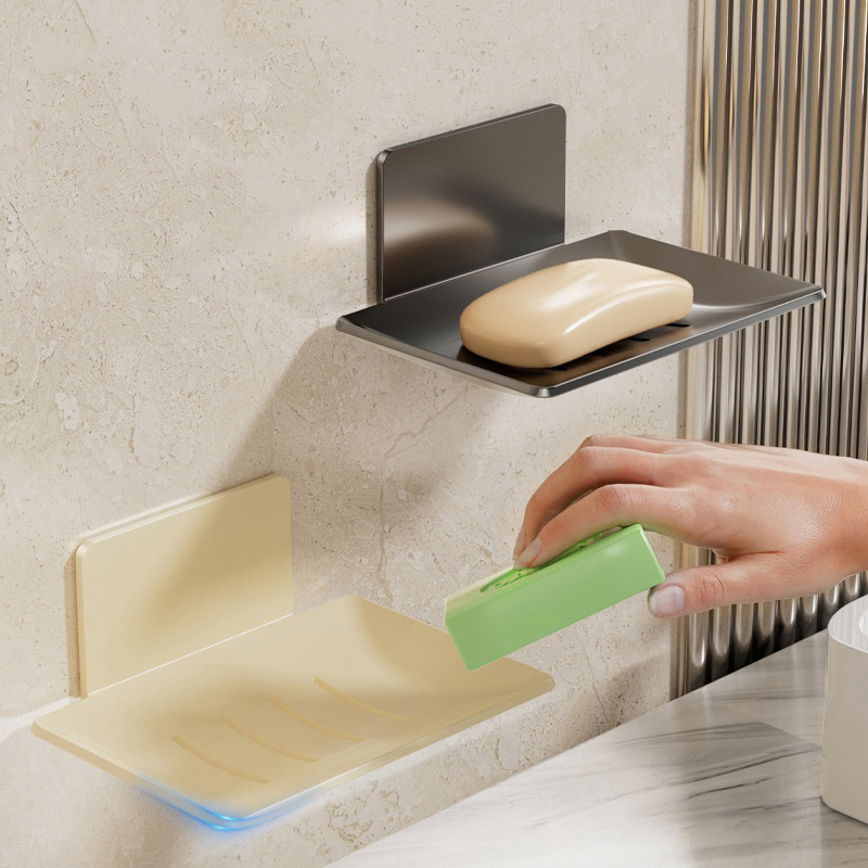 Duschtvålsbricka i kolstål: väggmonterad ställning med dränering – förvaringslåda för badrum