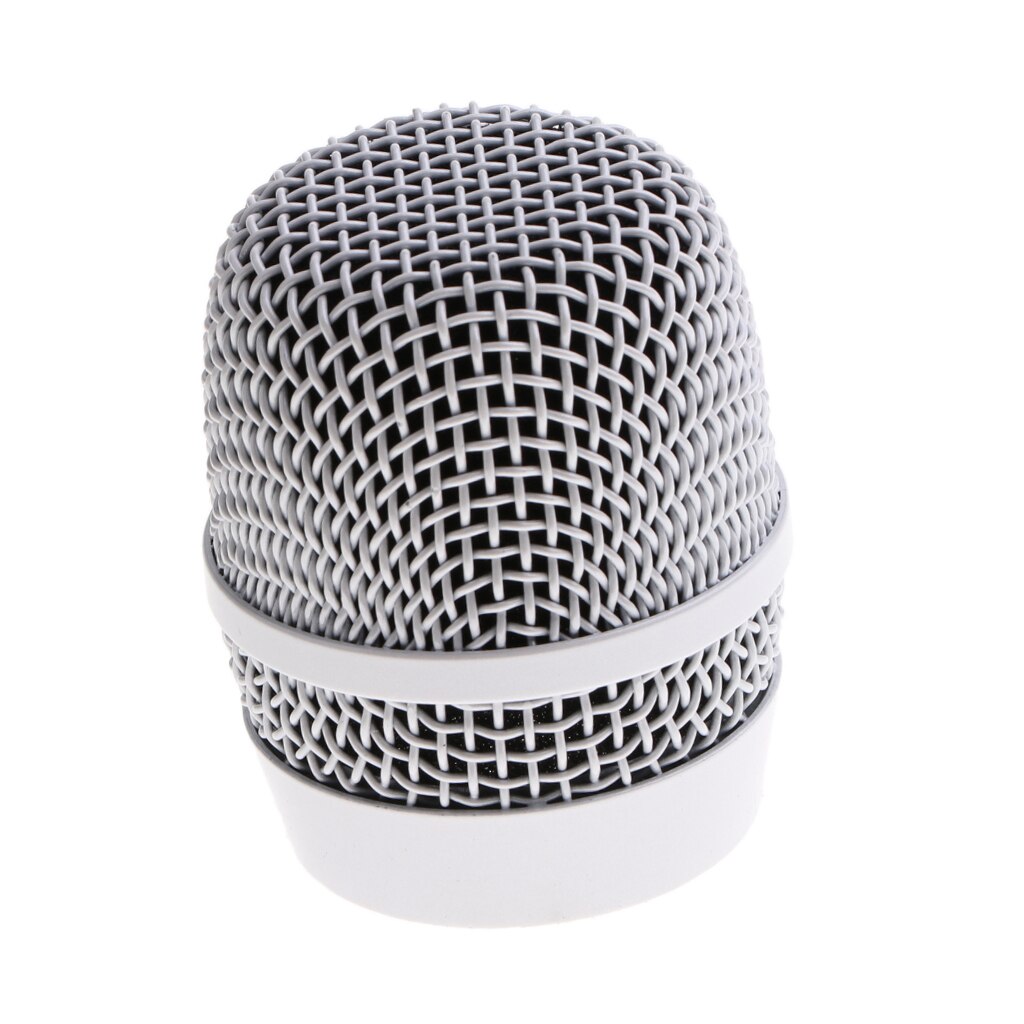 Durable Steel Handheld Microphone Mic Mesh Grill Head Silver with Inner Foam Filter