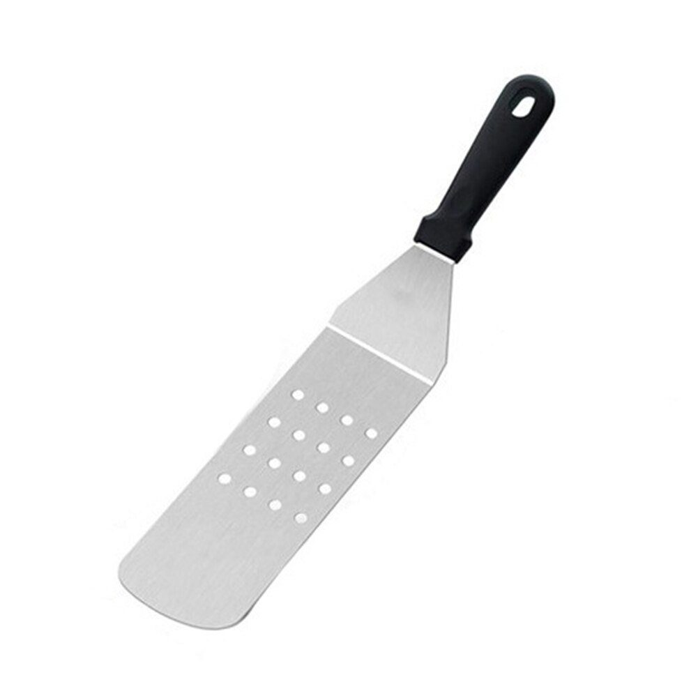 Acero inoxidable Steak pala para fritos Leaky espátula para masa de Pizza Peel Spade herramienta de cocina mango de plástico, herramienta de barbacoa de cocina, no pegajoso: Long Leaky Shovel